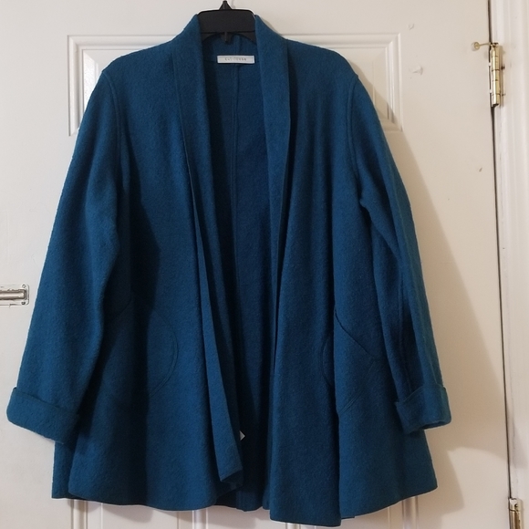 cut loose Sweaters - Cut loose Boiled Wool Swing Coat, Open Front
